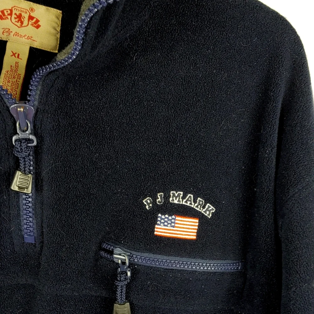 P.J.Mark Mens XL Navy Blue Fleece 1/4 Zip Pullover - Picture 4 of 5